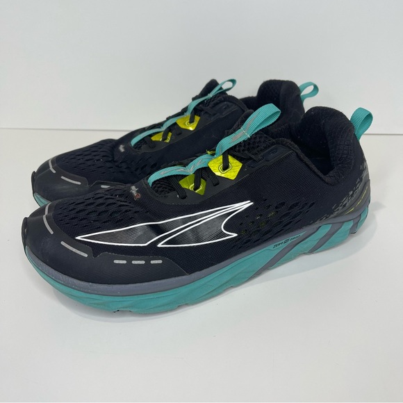 Altra Torin 4 Womens 10.5 Black Teal Knit Comfort Running Shoes Active Lace Up - Picture 1 of 13